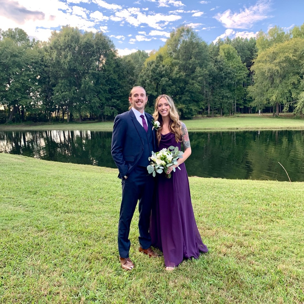 David’s bridal plum chiffon dress